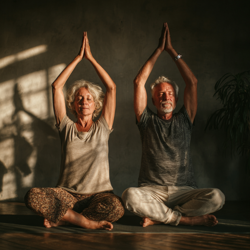 Skupinová jógová lekce pro seniory